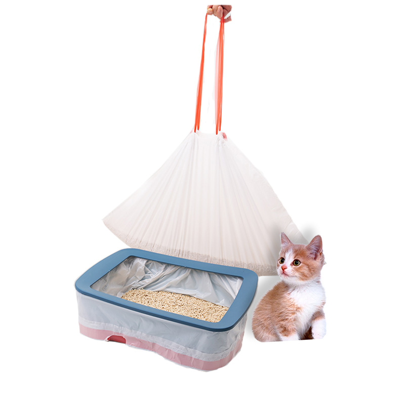 Drawstring cat litter bag